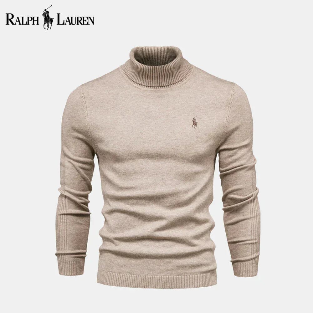 Men's Turtleneck Cable-Knit Wool Knit Sweater