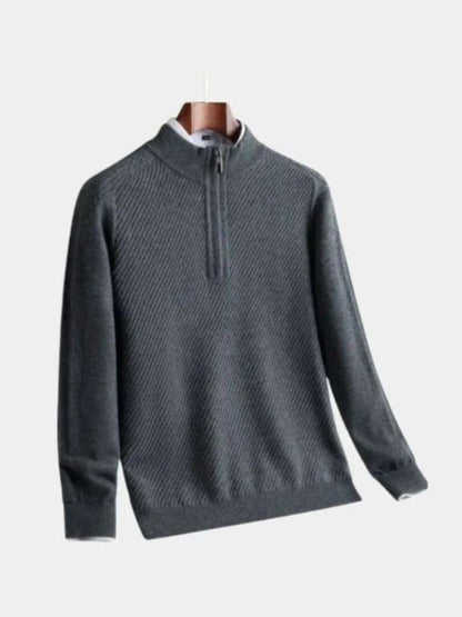 Pull Laine Rayé Col Zippé - Cross & Crown