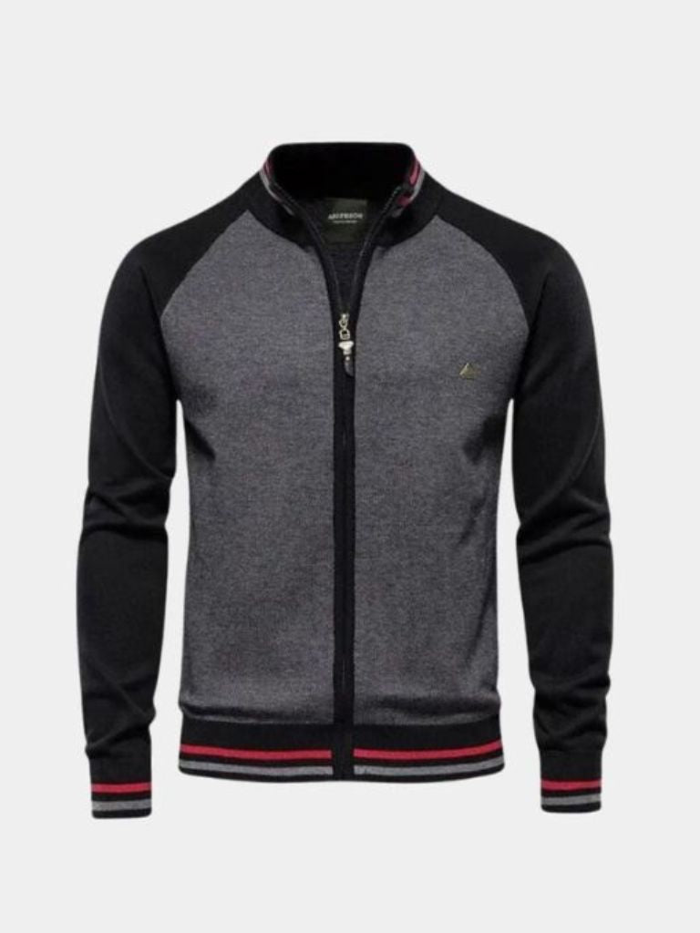Cardigan Zippé Col Montant Color Block - Cross & Crown